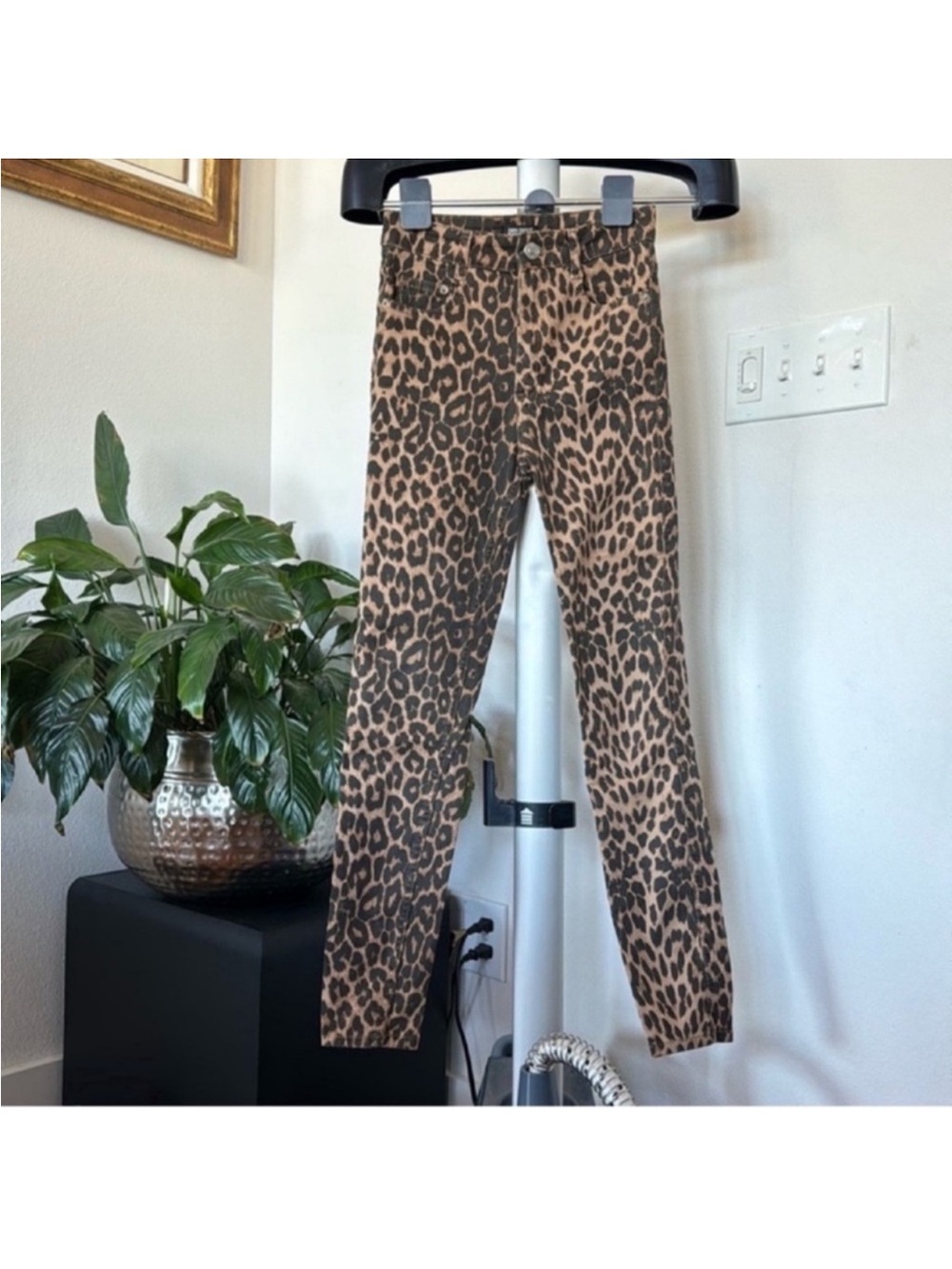 Zara leopard High Rise Skinny Jeans/Pants Sz 26 EU 36 Tan Black